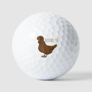 Chamois polish chicken cartoon illustration  golf balls