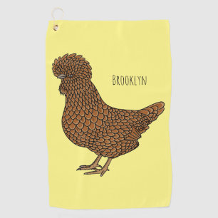Chamois polish chicken cartoon illustration  golf towel