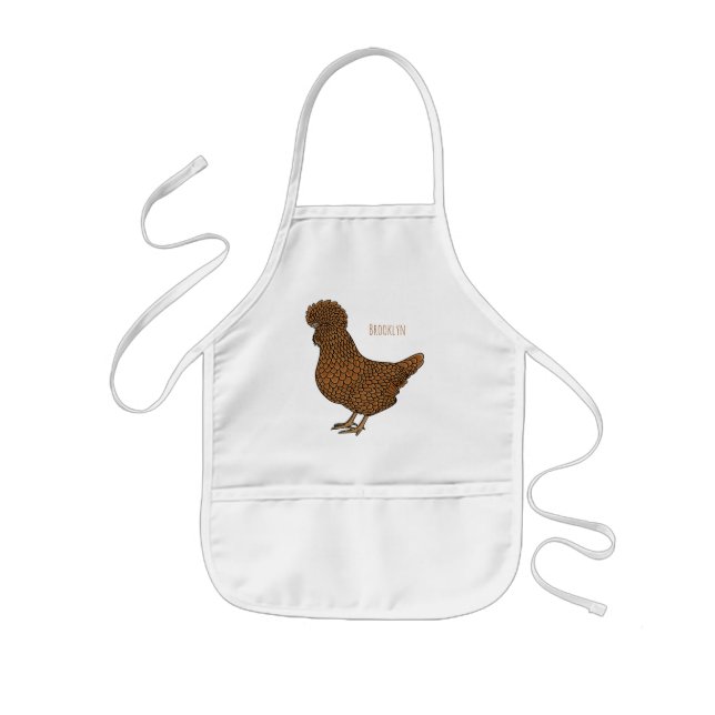 Chamois polish chicken cartoon illustration  kids apron (Front)