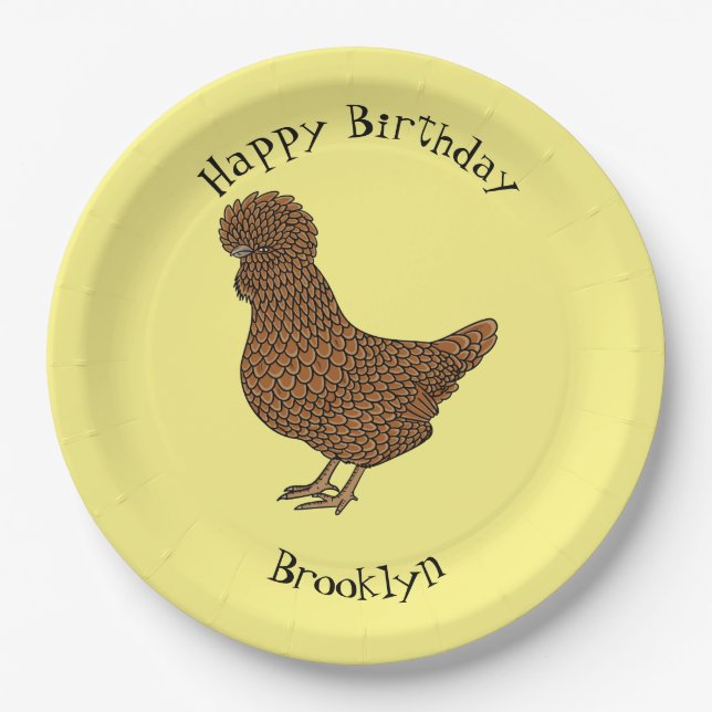 Chamois polish chicken cartoon illustration  paper plate (Front)