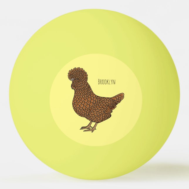 Chamois polish chicken cartoon illustration ping pong ball (Front)