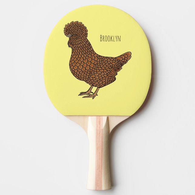 Chamois polish chicken cartoon illustration  ping pong paddle (Front)