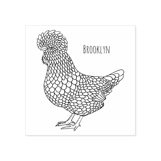Chamois polish chicken cartoon illustration  rubber stamp (Imprint)