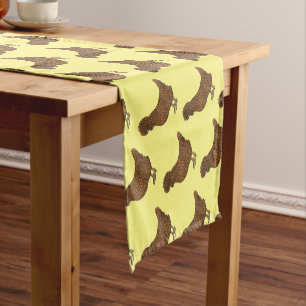 Chamois polish chicken cartoon illustration  short table runner
