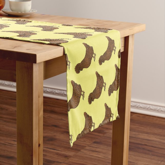 Chamois polish chicken cartoon illustration  short table runner (In Situ)