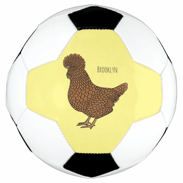 Chamois polish chicken cartoon illustration  soccer ball (Front)