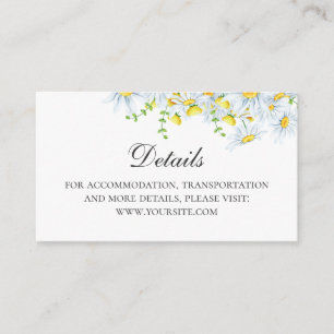 Chamomile. Country flowers details. Floral wedding Enclosure Card