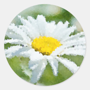 Chamomile daisy flower oil painting effect sunny d classic round sticker
