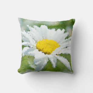 Chamomile daisy flower oil painting effect sunny d cushion