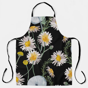 Chamomile, dandelion watercolor pattern apron