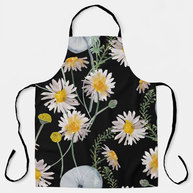Chamomile, dandelion watercolor pattern apron (Front)
