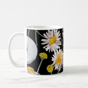 Chamomile, dandelion watercolor pattern coffee mug