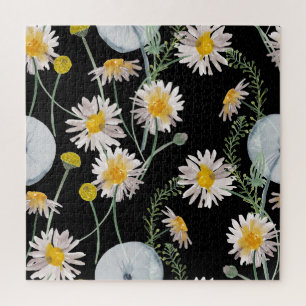 Chamomile, dandelion watercolor pattern jigsaw puzzle