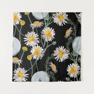 Chamomile, dandelion watercolor pattern tapestry