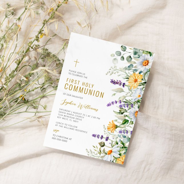 Chamomile & Eucalyptus First Holy Communion Invitation (Creator Uploaded)