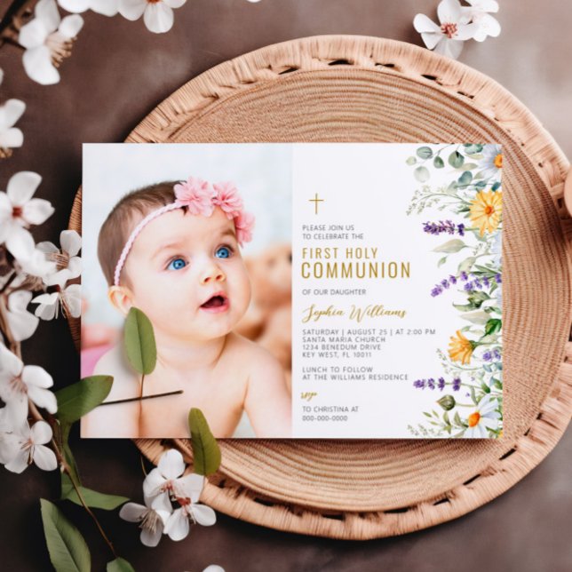 Chamomile & Eucalyptus Photo First Holy Communion Invitation (Creator Uploaded)