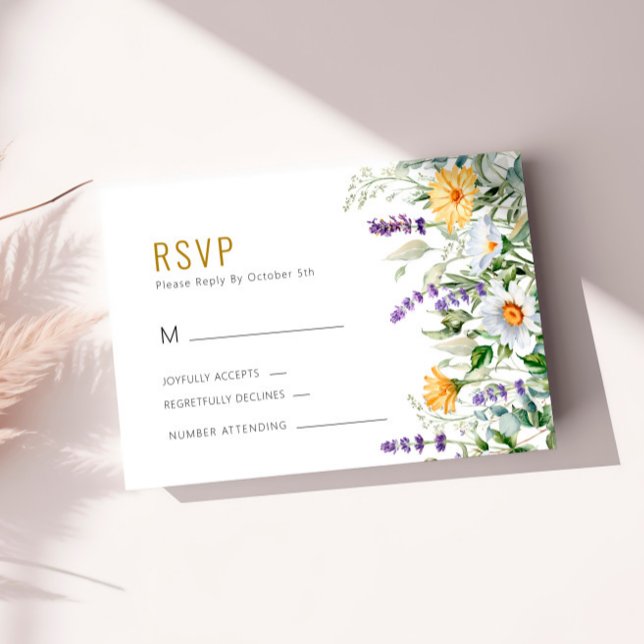 Chamomile & Eucalyptus Wedding RSVP Cards (Creator Uploaded)