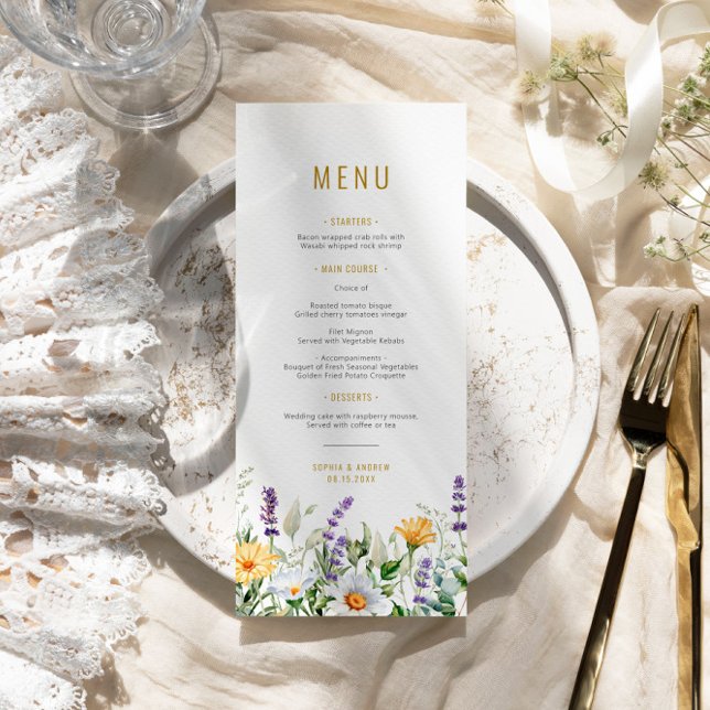 Chamomile & Eucalyptus Wildflowers Wedding Menu (Creator Uploaded)
