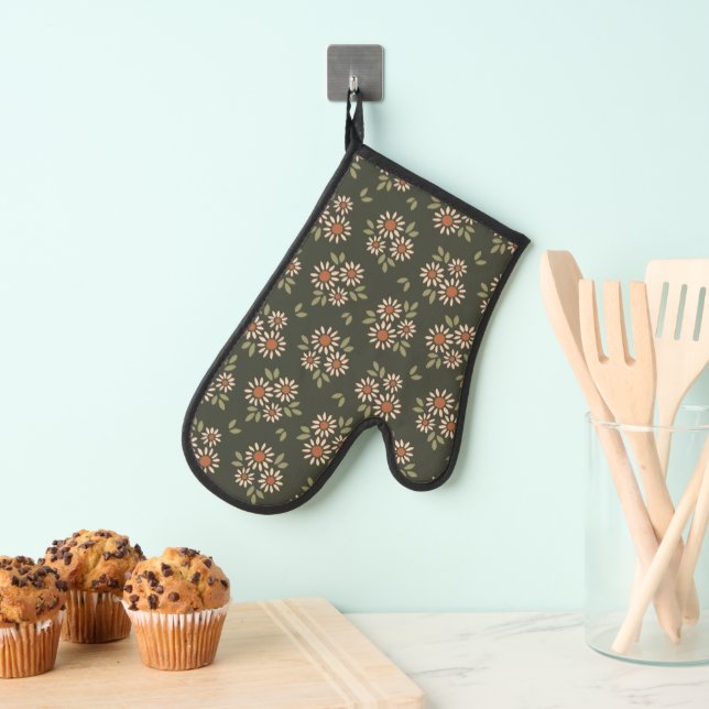 Chamomile floral design oven mitt (Insitu(Hanging))