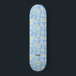 Chamomile Flower Blue & Name or Text Skateboard<br><div class="desc">Stand out with this unique chamomile flower blue print skateboard.  Complete with your name or text.</div>