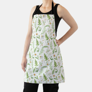 Chamomile Flower Botanical Rustic Pattern Apron