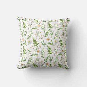 Chamomile Flower Botanical Rustic Pattern Cushion