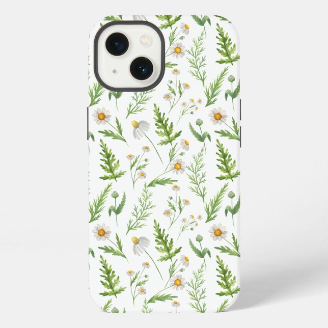 Chamomile Flower Botanical Rustic Pattern iPhone Case (Back)