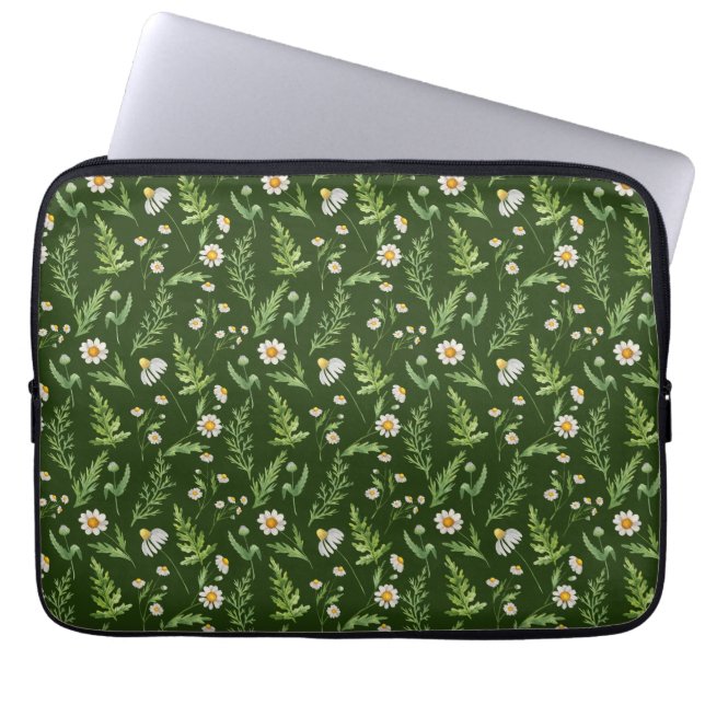 Chamomile Flower Botanical Rustic Pattern Laptop Sleeve (Front)