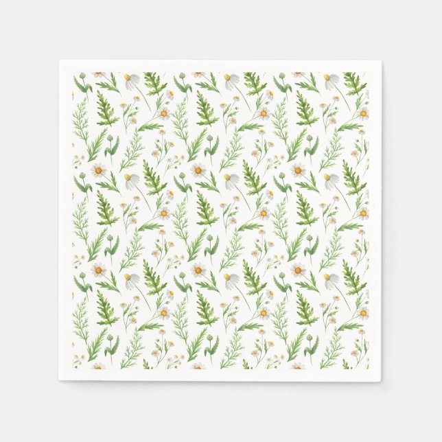 Chamomile Flower Botanical Rustic Pattern Napkin (Front)