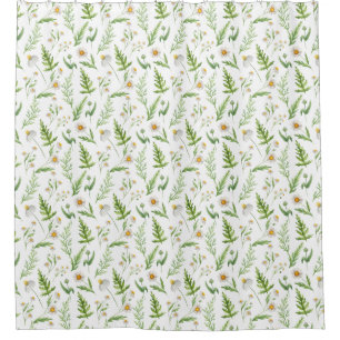 Chamomile Flower Botanical Rustic Pattern  Shower Curtain