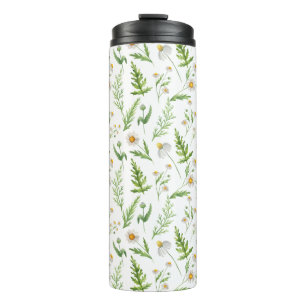 Chamomile Flower Botanical Rustic Pattern Thermal Tumbler
