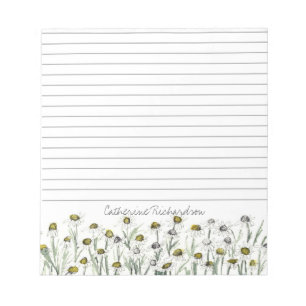 Chamomile Flower Medicinal Plant Drawing Lined Notepad
