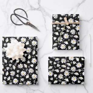 chamomile flower pattern wrapping paper sheet