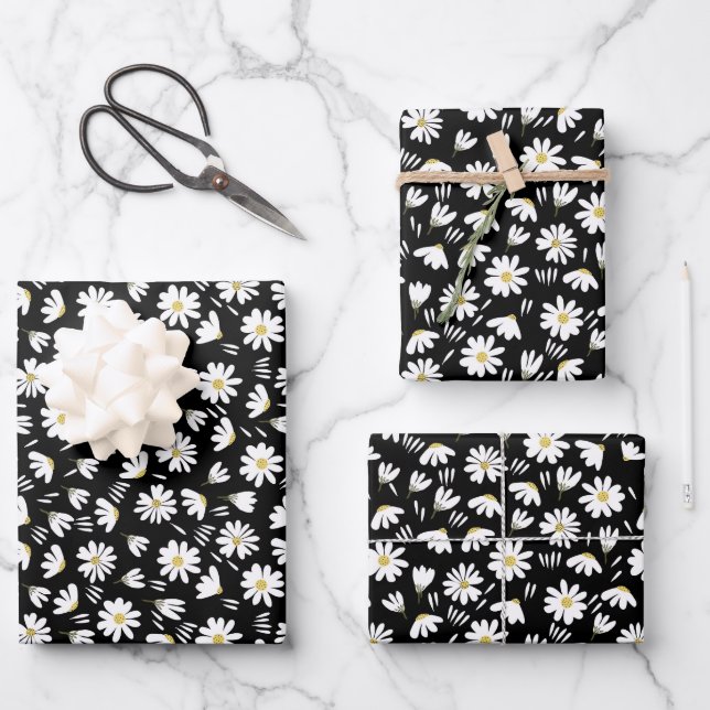 chamomile flower pattern wrapping paper sheet (Front)
