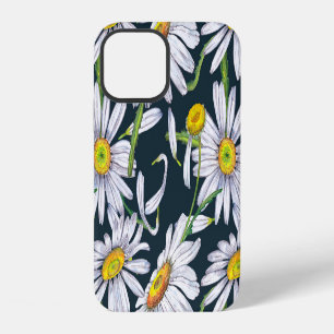 Chamomile Flowers: Dark Blue Watercolor. iPhone 12 Case
