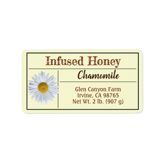 Chamomile Herb Infused Honey Jar Label (Front)