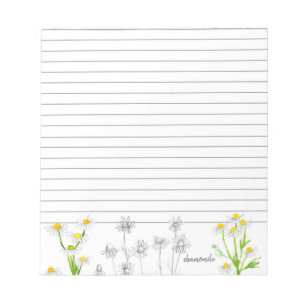 Chamomile Herb Watercolor Plant Drawing Lined Notepad