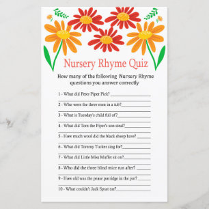 Chamomile Nursery Rhyme Quiz baby shower game