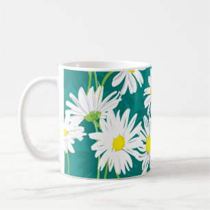 Chamomile Turquoise: Floral Seamless Illustration. Coffee Mug