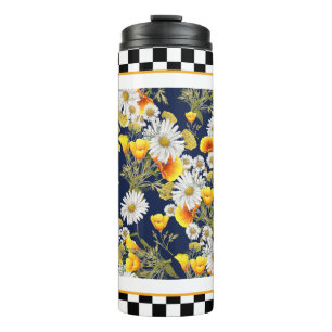 Chamomiles  Poppies and Chequerboard  Thermal Tumbler