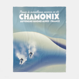 Chamonix - Auvergne-Rhône-Alpes France ski poster Fleece Blanket