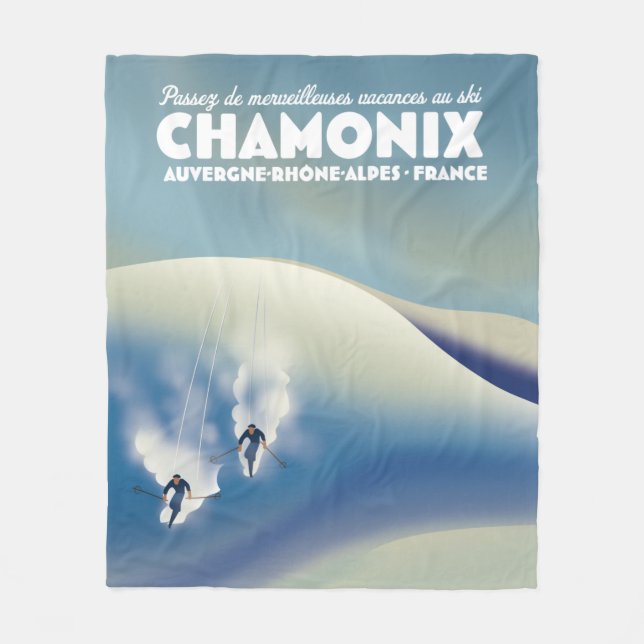 Chamonix - Auvergne-Rhône-Alpes France ski poster Fleece Blanket (Front)