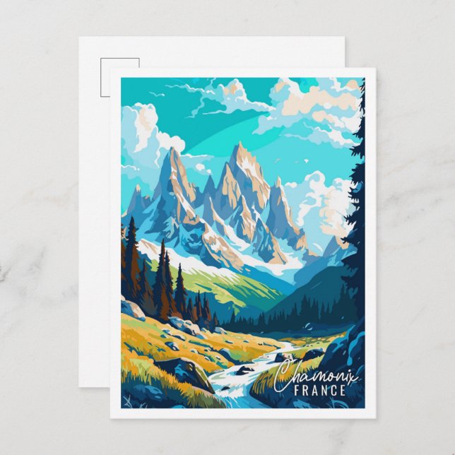 Chamonix Croatia vintage travel illustration Postcard (Front/Back)