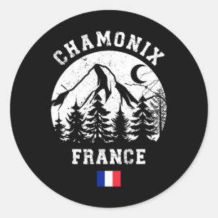 Chamonix France Alps Ski Resort Alpine Skiing Fren Classic Round Sticker