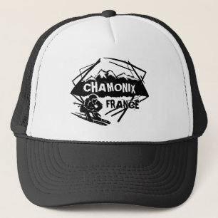 Chamonix France black white ski logo art hat