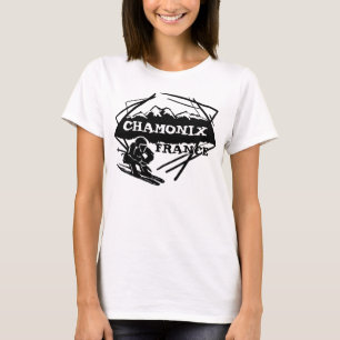 Chamonix France black white ski logo ladies tank
