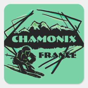 Chamonix France green ski logo art stickers