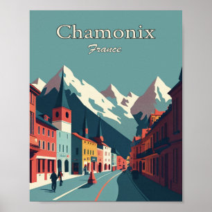 Chamonix France Minimalist Vintage Art Poster