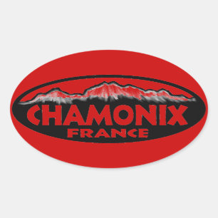 Chamonix France red oval stickers