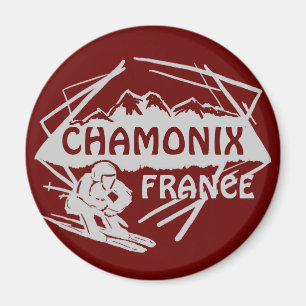 Chamonix France red ski logo art magnet